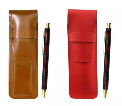 Тонкий пенал из воловьей кожи красно-коричневый набор NQ30 толстый стержень металлическая прямая шариковая ручка мрамор ASCR-NQ30B-M