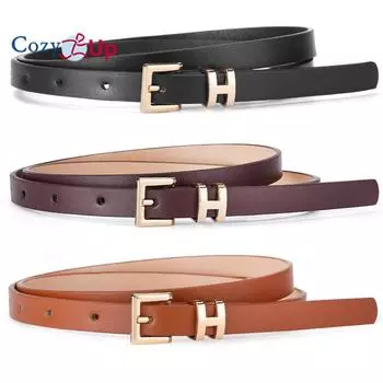 Тонкий пояс на талию с пряжкой в форме буквы I, универсальный женский цельный костюм с декоративным поясом 106x1.4cm чёрный