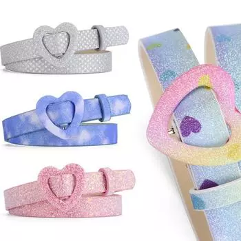 Тонкий пояс с пряжкой Love Buckle из искусственной кожи, повседневное украшение в сочетании с высококачественным детским ремнем унисекс 92*2 чёрный