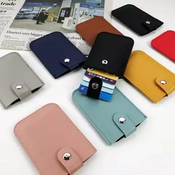 Тонкий повседневный держатель для кредитных карт для мужчин и женщин, кожаный кошелек для карт, деловой кошелек коричневый