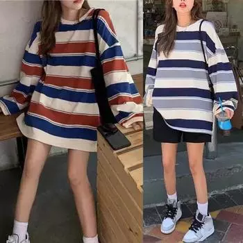 Тонкий пуловер в полоску, мягкий эластичный и стильный женский топ свободного кроя для максимального комфорта 2XL серый