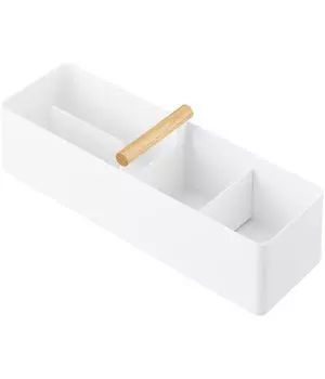 Тонкий ящик для хранения Yamazaki Jitsugyo с основной ручкой W32 x D10 x Tosca, удобная для переноски, 1856, белый, высота корпуса 10,1 см, для хранения, белый