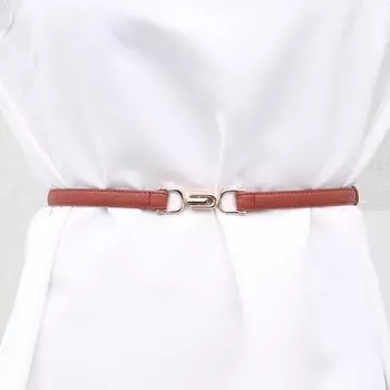 Тонкий регулируемый женский ремень из искусственной кожи в стиле ретро, черный женский узкий ремень для платья, поясные ремни, Золотая металлическая пряжка, пояс кофейный
