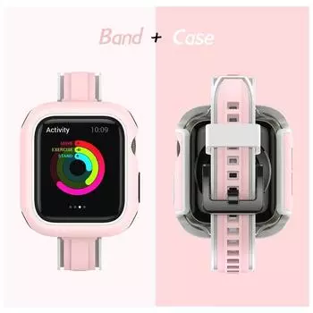 Тонкий ремешок для Apple Watch Series 7 6 SE 5 4 44 мм 40 мм Силиконовый ремешок для часов iwatch для чехла Настольный ремешок 3 21 Аксессуары для умных часов ремешок + чехол для iwatch 41 мм 45 мм