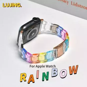 Тонкий ремешок из смолы для часов Apple Watch Series10 9 8 7 6 SE 5 4 band 46 мм 44 мм 45 мм correa Прозрачный стальной для iwatch 42 мм 38 мм 40 мм 41 мм 49 мм Ultra2 38mm 40mm 41mm