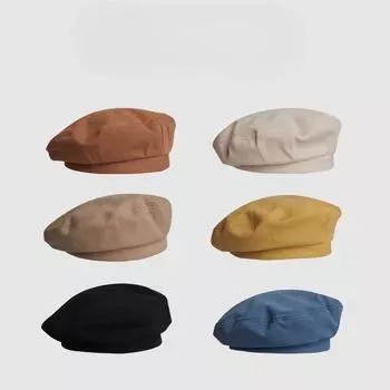 Тонкий ретро-берет для девочек, однотонная универсальная милая шляпа художника, ветровая японская военная шляпа белый