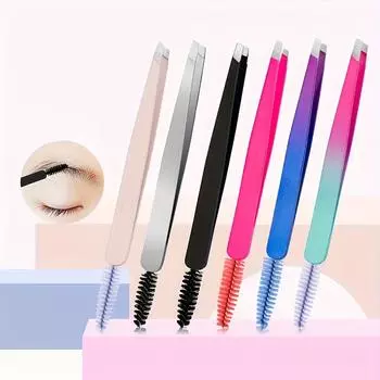 Тонкий рот из нержавеющей стали с кисточкой для бровей, триммер для бровей, носить накладные ресницы, косметический гаджет бежевый