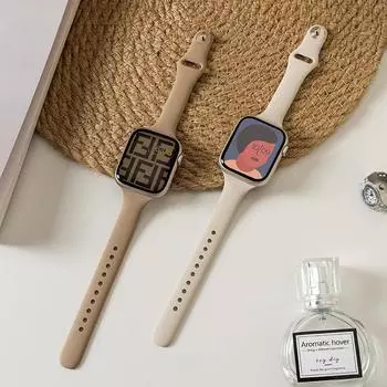Тонкий силиконовый ремешок для Apple Watch 49 мм, 40 мм, 44 мм, 45 мм, 41 мм, 38 мм, 42 мм, одноцветный ремешок, браслет для IWatch Series 1, 2, 3, 4, 5, 6 SE, 7, 8, 9 38 40 41mm чёрный
