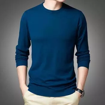 Тонкий свитер для мужчин среднего возраста с круглым вырезом и длинными рукавами, модный свитер для молодежи на весну и осень, шерстяной свитер для мужчин M