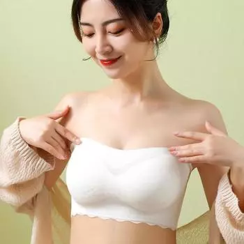Тонкий топ без бретелек, нижнее белье большого размера для женщин без стального обода, большой груди, маленькой груди, нескользящего бюстгальтера 75B белый