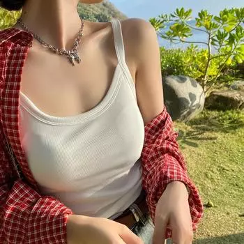 Тонкий топ на бретельках, женская новая летняя стильная верхняя одежда, красивое нижнее белье с подкладками для груди, встроенный внутренний слой S