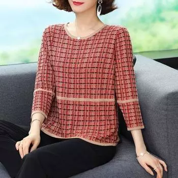 Тонкий трикотажный женский свободный летний топ из ледяного шелка с семью рукавами для выхода в свет, короткая футболка со средним рукавом Undercover M темно серый