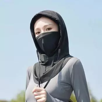 Тонкий УФ-защитный шейный платок солнцезащитный крем Ice Silk Hat Съемная солнцезащитная маска для велоспорта No Brim Black