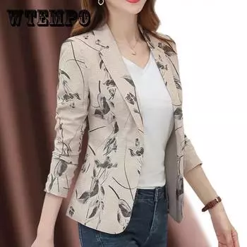 Тонкий укороченный пиджак с одной пуговицей, женский тонкий пальто с длинным рукавом, повседневный пиджак больших размеров, короткий топ, весенне-осенний кардиган XXL абрикосовый