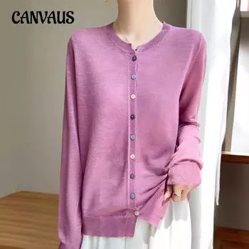 Тонкий вязаный кардиган с длинными рукавами, женская летняя солнцезащитная куртка с круглым вырезом, рубашка с кондиционером, топы M озеро синий