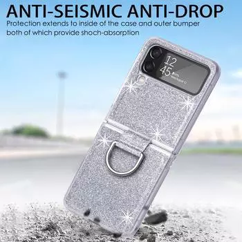 Тонкий защитный чехол с кольцевым держателем для Samsung Galaxy Z Flip 4 5g Flip4 Flip3 Flip 3, чехол для мобильного телефона Samsung Z Flip4 for Samsung Z Flip 4 фиолетовый