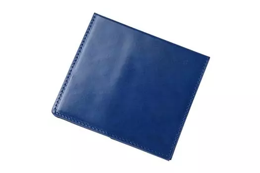 Тонкий зажим для денег из кожи, тонкий, сделано в Японии, синий [Abrasus] синий