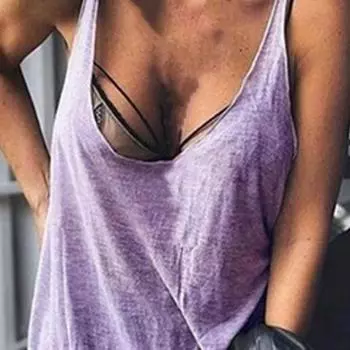 Тонкий женский жилет без рукавов с U-образным вырезом, женские повседневные однотонные свободные футболки, уличная одежда 2XL синий