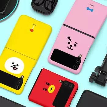 Тонкий жесткий чехол BT21 Face Galaxy Z-Flip 4 CHIMMY (7 типов) #CHIMMY