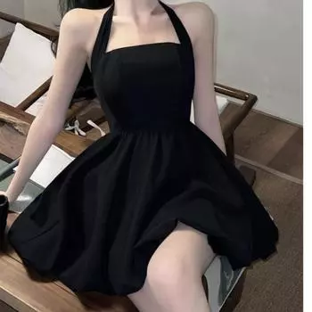 Тонкое черное сексуальное платье трапециевидной формы с высокой талией, облегающие платья, женская одежда, сексуальное ночное платье, популярная уличная одежда, вечерние мини-платья, лето S чёрный