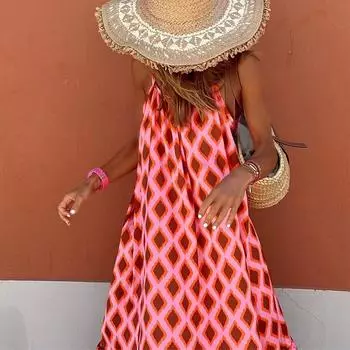 Тонкое длинное платье в клетку Vestidos Femme Платье в клетку с ромбовидным принтом S красный