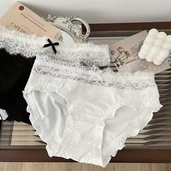 Тонкое дышащее нижнее белье Ice Silk бесшовное нижнее белье женские трусы средней талии сексуальные кружевные женские трусики-бикини M белый