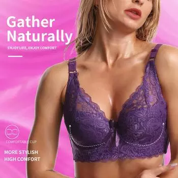 Тонкое хлопковое женское нижнее белье, большой размер, бюстгальтер с регулировкой груди, кружевное стальное кольцо со сборками, сексуальное женское нижнее белье 34B жёлтый