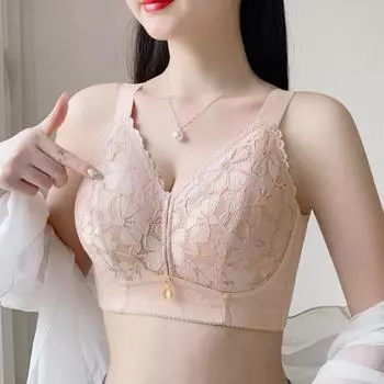 Тонкое нижнее белье большого размера без стальной оправы, женская коллекция, антипровисающая, под грудью, бьюти-жилетка, бюстгальтер, сборка 34/75B шампанского