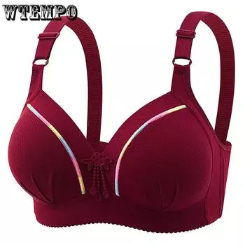 Тонкое нижнее белье большого размера для женщин без стальных колец, собирающее бюстгальтер на лето 36/80B вино красного
