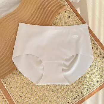 Тонкое нижнее белье, женские удобные дышащие трусы без следов для девочек, антибактериальные трусы со средней талией одного цвета One Size