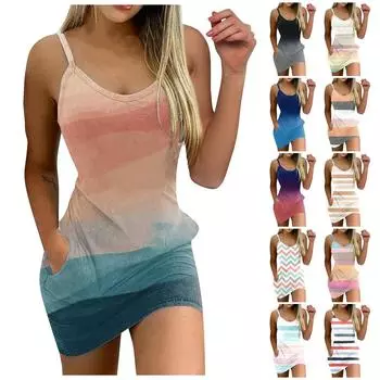 Тонкое облегающее платье Модное платье с круглым вырезом и карманом на бретельках XXL чёрный