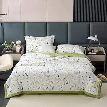 Тонкое одеяло с кондиционером, летнее одеяло из соевого волокна, летнее одеяло, двухслойная пряжа, воздухопроницаемый чехол, стираный хлопок и лен 150x200cm 1pcs