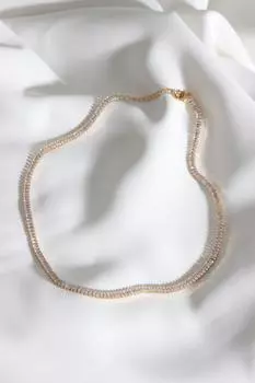 Тонкое ожерелье из камня-багета золотого цвета Vip Waterway