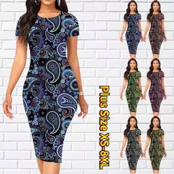 Тонкое платье длиной до колена с коротким рукавом, модное женское платье миди с 3D текстурным принтом XS синий