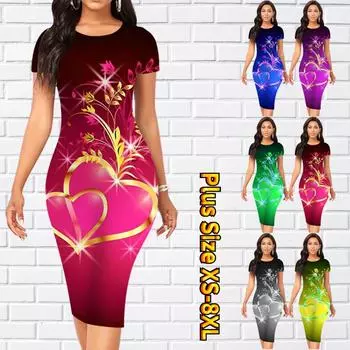 Тонкое платье длиной до колена с коротким рукавом, модное женское платье миди с 3D принтом дерева XS синий