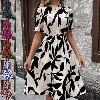 Тонкое платье с рюшами и короткими рукавами, элегантное платье с талией XXL белый