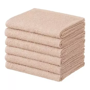 Тонкое полотенце для лица из хлопка 190 Момми 34 x 86 см, набор из 6 бежевых полотенец, набор простых косметических полотенец, салонных полотенец, цветных полотенец, полотенец для умывания лица, полотенец для лица из хлопка бежевый