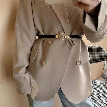 Тонкое простое платье женское модное регулируемый пояс металлический крючок пряжка PU ремень поясной ремень кофейный