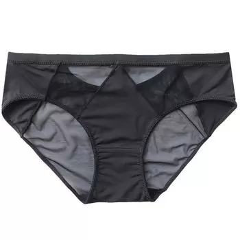 Тонкое сексуальное женское белье с заниженной талией, сетчатое нижнее белье, женские трусы из ледяного шелка, дышащие треугольные трусики M чёрный