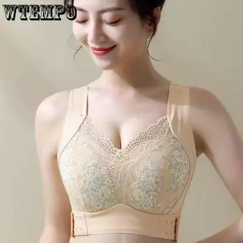 Тонкое женское нижнее белье без стального кольца, верхняя поддержка собрана для предотвращения провисания, сексуальный кружевной край, простой двубортный бюстгальтер по бокам 34/75C чёрный