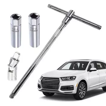 Тонкостенная головка для свечей зажигания, 12-точечные тонкостенные торцевые головки, 4 шт., съемник для свечей зажигания, гаечный ключ с Т-образной ручкой, гаечный ключ для ремонта автомобилей CHINA