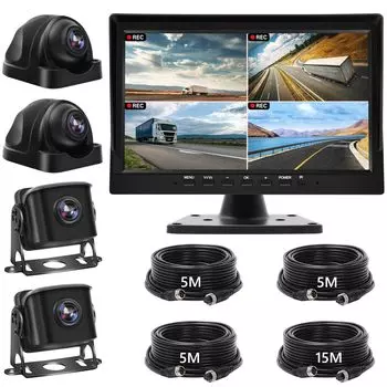 Tonowu Комплект монитора с задней камерой и функцией записи AHD1080P Задняя камера 24 В Задний монитор дюймовый IPS-монитор оснащен 4 AHD-камерами Боковая камера