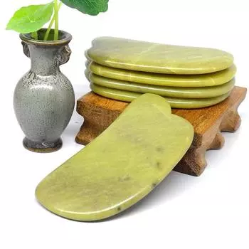 Тонтин натуральный зеленый камень, инструмент для лифтинга и похудения, натуральный массажный роликовый камень, массаж кожи, уход за красотой, гуаша 1 pcs