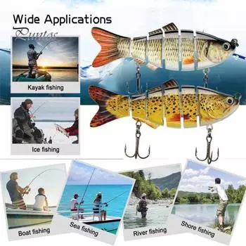 Тонущая рыболовная приманка 10 см/19,4 г с острым крючком, 6-секционная многошарнирная приманка для плавания, реалистичные 3D глаза, искусственная жесткая приманка, аксессуары для рыбалки на открытом воздухе A