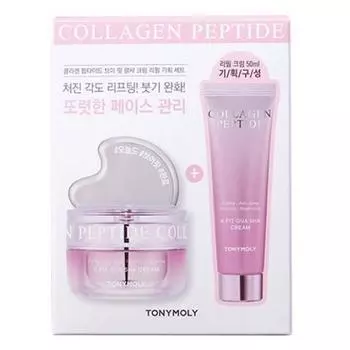 Tony Moly Collagen Peptide V-Fit Cream Original 50 мл + Gua Sha + Cream Refill 50 мл Набор, 1 набор