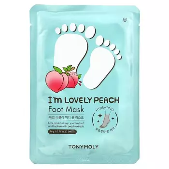 TonyMoly, I m Lovely Peach, маска для ног, 1 пара, 16 г (0,56 унции)