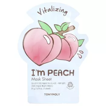 TonyMoly, I m Peach, восстанавливающая маска для лица, 1 лист, 21 г (0,74 унции)