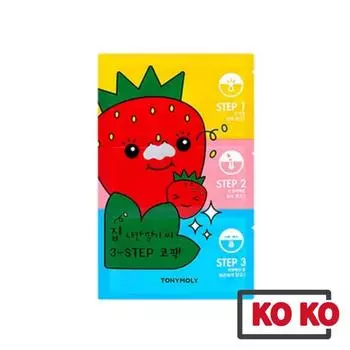 Tonymoly Семена клубники Runaway, 3 шага, маска для носа