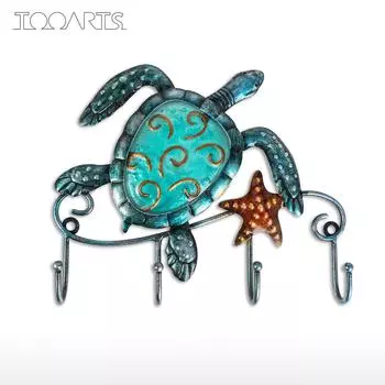 Tooarts Черепаха Настенный Крючок Железный Подвесной Декор Гостиная Ванная Комната Декоративный Подарок темно-зеленого