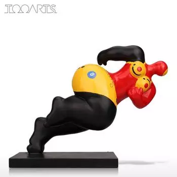 Tooarts Лихая толстая женщина Скульптура из стекловолокна Моделирование Декоративный орнамент